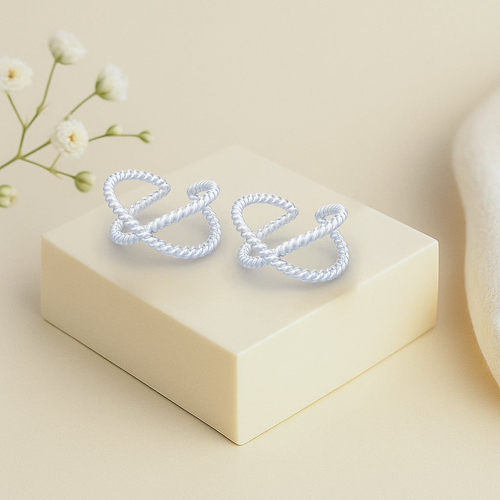 925 Sterling Silver Twisted Wire Toe Ring (Pair)
