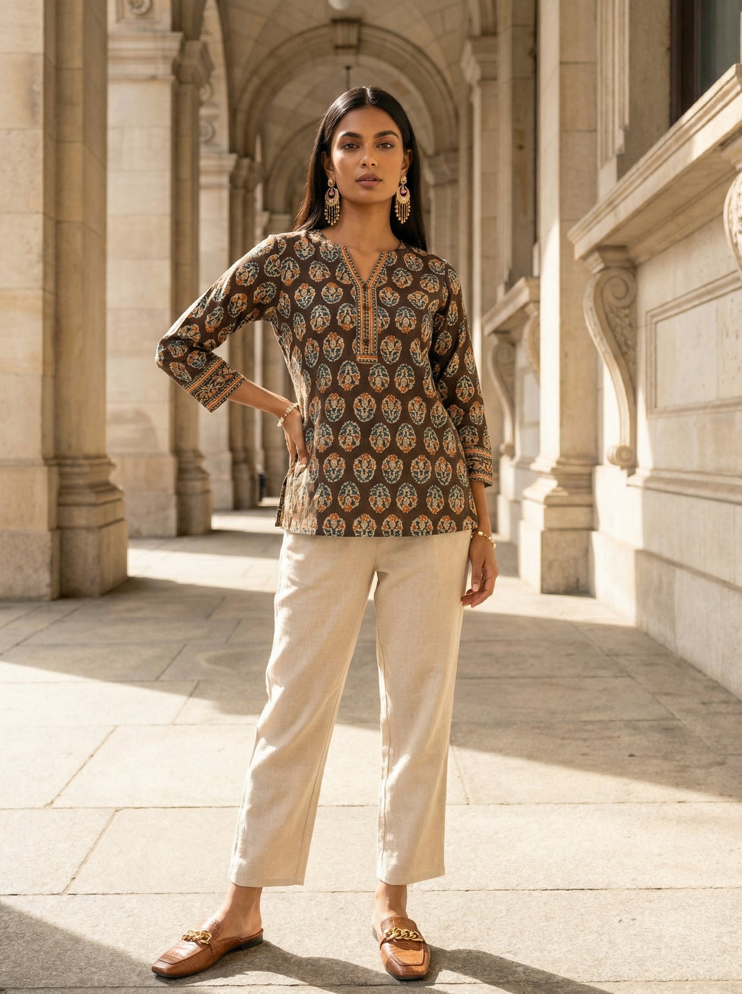 Earthline Collective Cotton Brown Top
