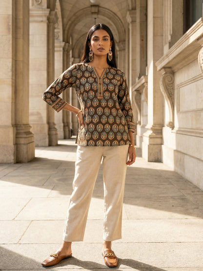Earthline Collective Cotton Brown Top