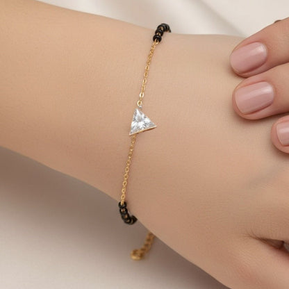 Triangular Zircon Mangalsutra Silver Bracelet