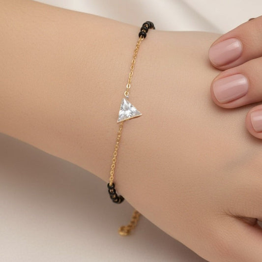 Triangular Zircon Mangalsutra Silver Bracelet