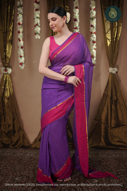 Mul Cotton Saree Rang Jamun