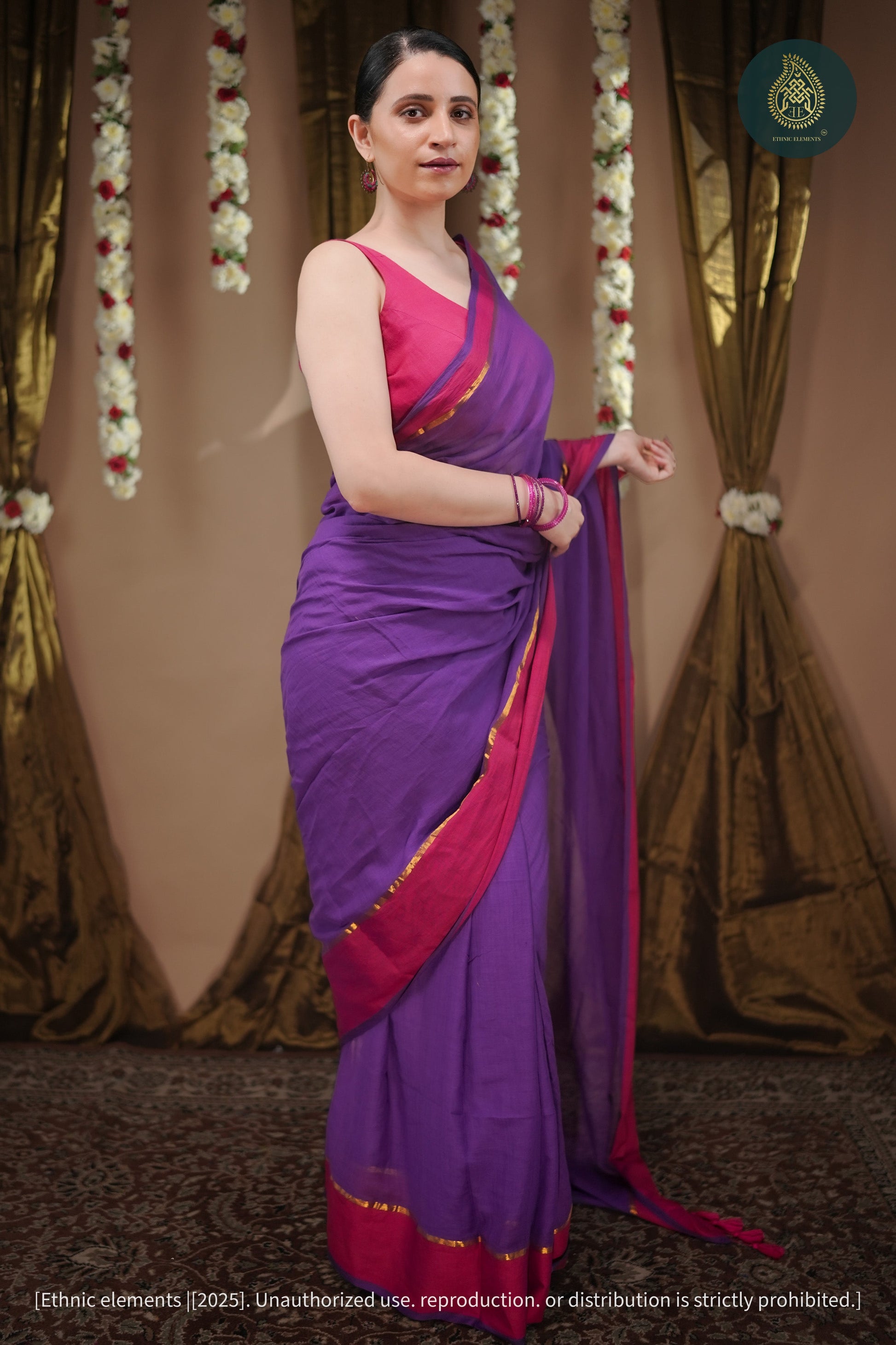 Mul Cotton Saree Rang Jamun