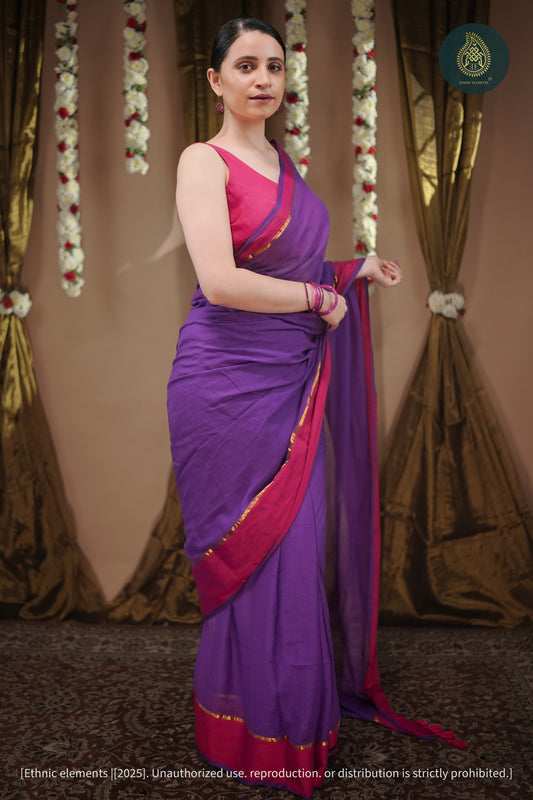Mul Cotton Saree Rang Jamun