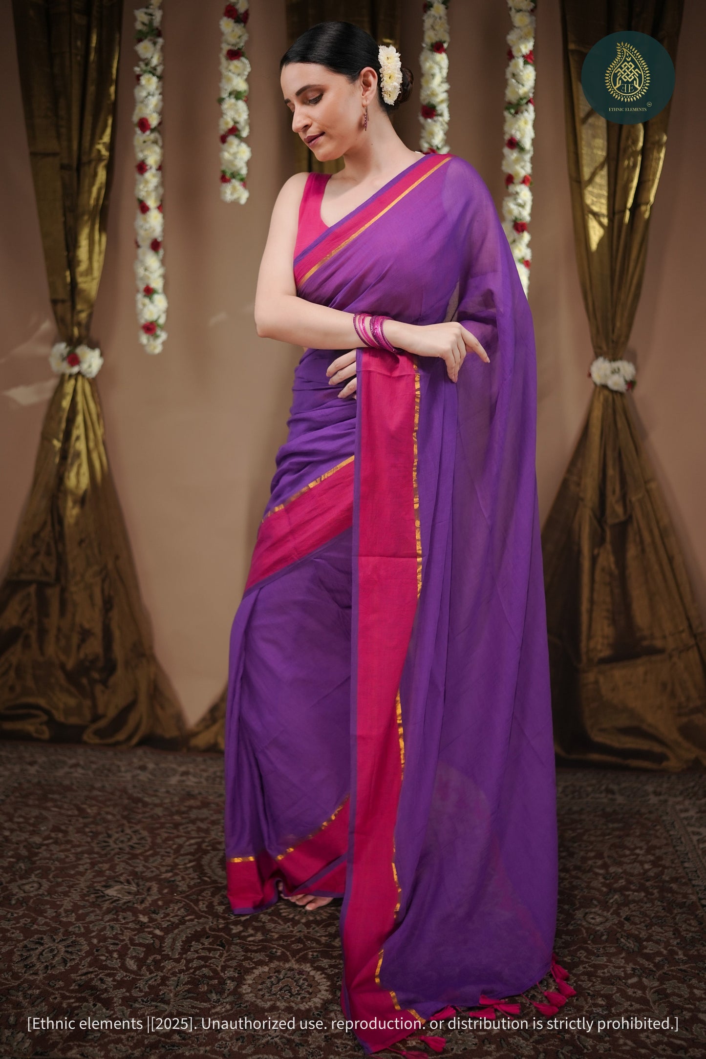Mul Cotton Saree Rang Jamun