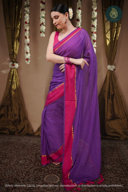 Mul Cotton Saree Rang Jamun