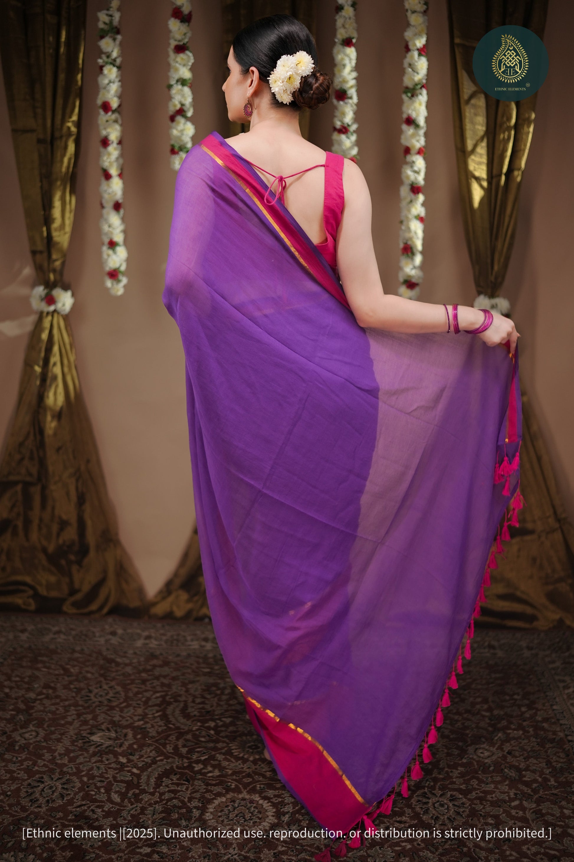 Mul Cotton Saree Rang Jamun