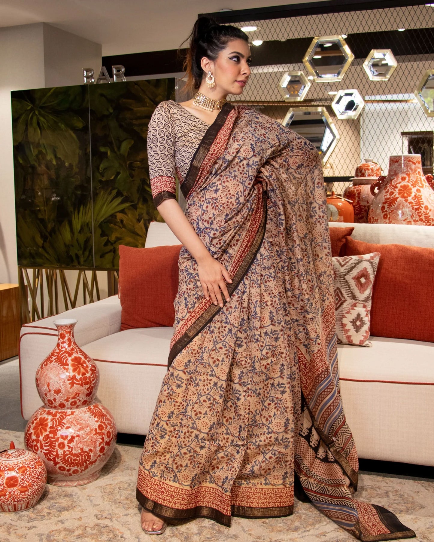 Mahnoor Handblock Chanderi Silk Saree