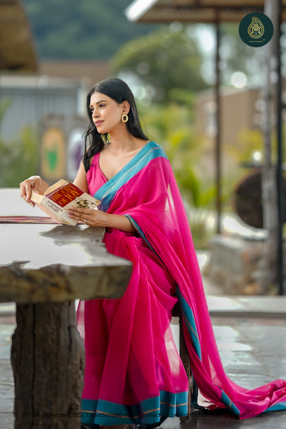 Mul Cotton Zari Saree - Neela Rani