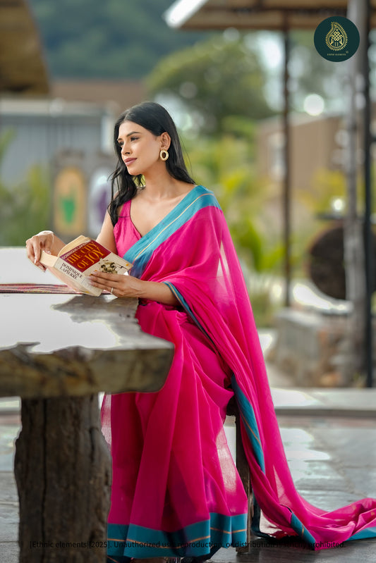 Mul Cotton Zari Saree - Neela Rani