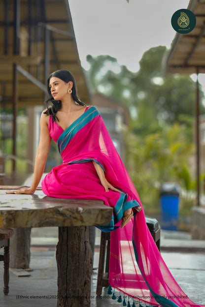 Mul Cotton Zari Saree - Neela Rani