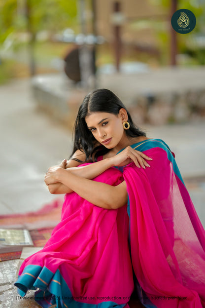 Mul Cotton Zari Saree - Neela Rani