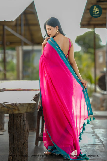 Mul Cotton Zari Saree - Neela Rani