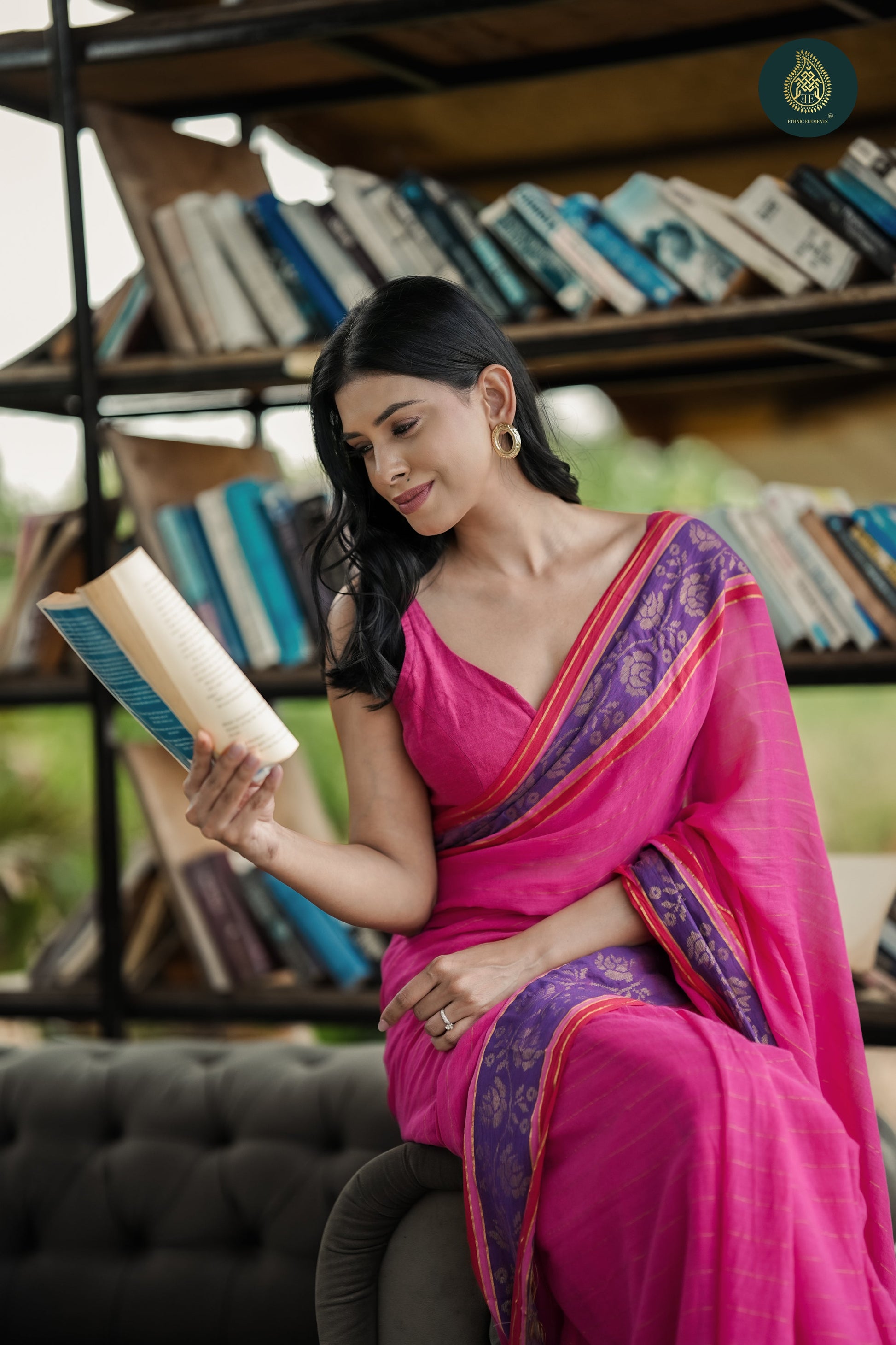 Mul Cotton Saree Zari Weave - Magenta Radiance