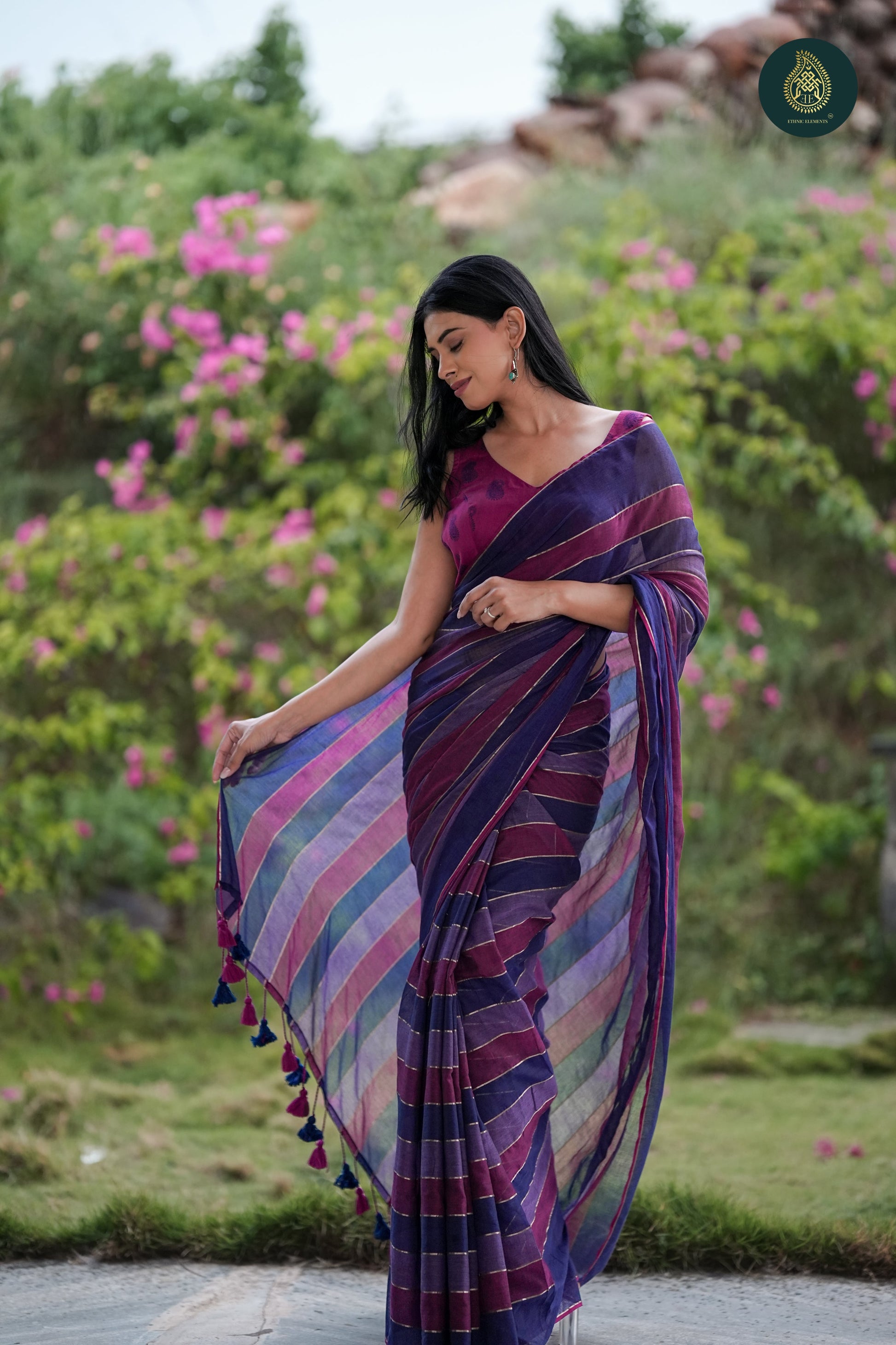 Mul Cotton Saree Jamuni Glow