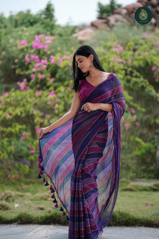 Mul Cotton Saree Jamuni Glow