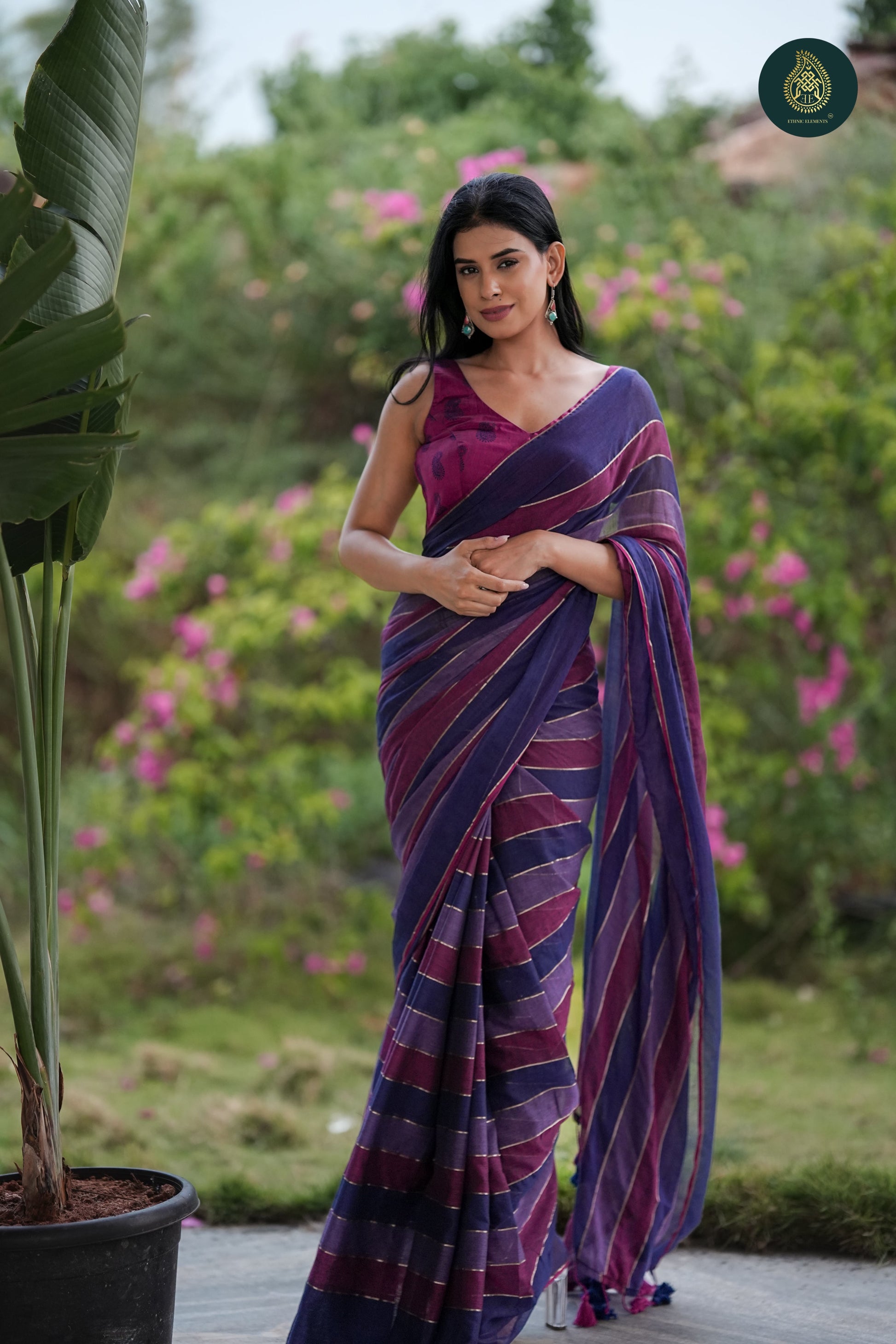Mul Cotton Saree Jamuni Glow