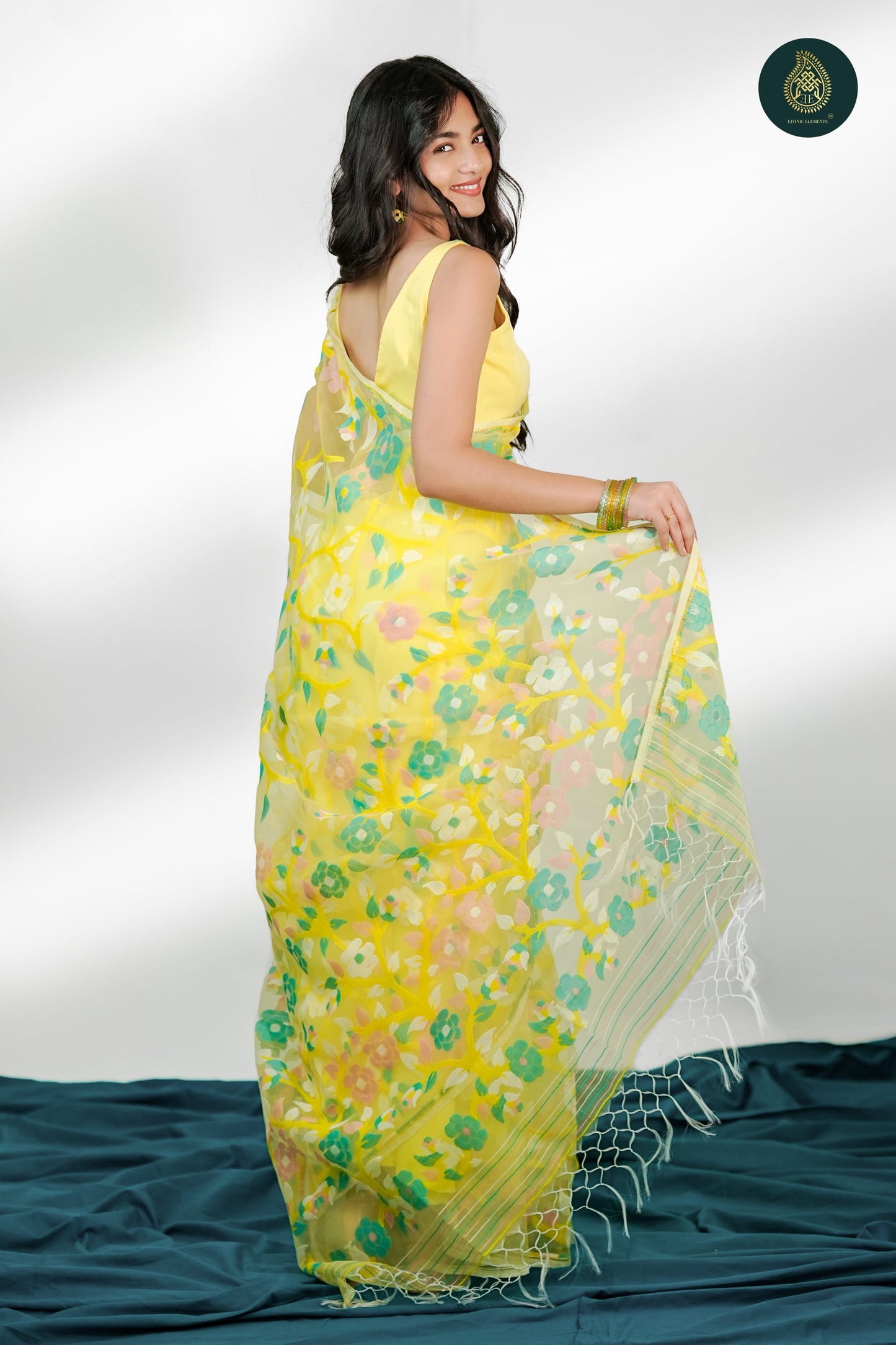 Lemon Muslin Silk Jamdani Saree