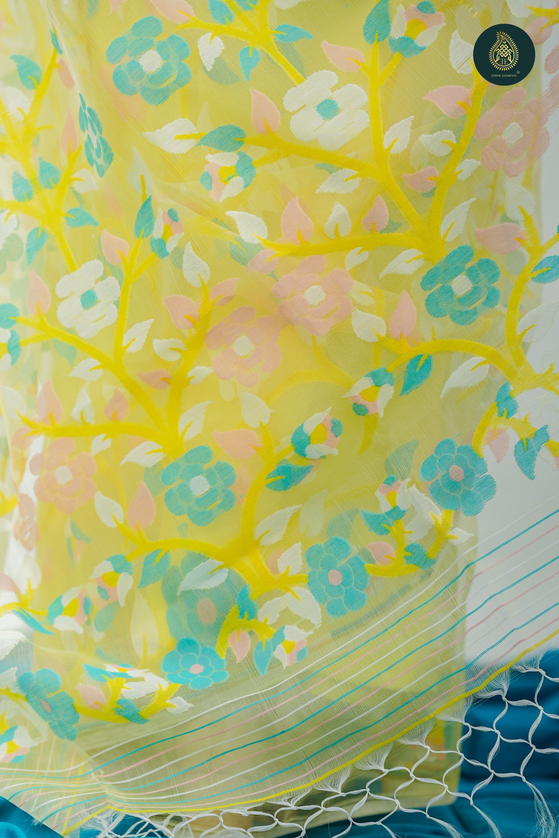 Lemon Muslin Silk Jamdani Saree
