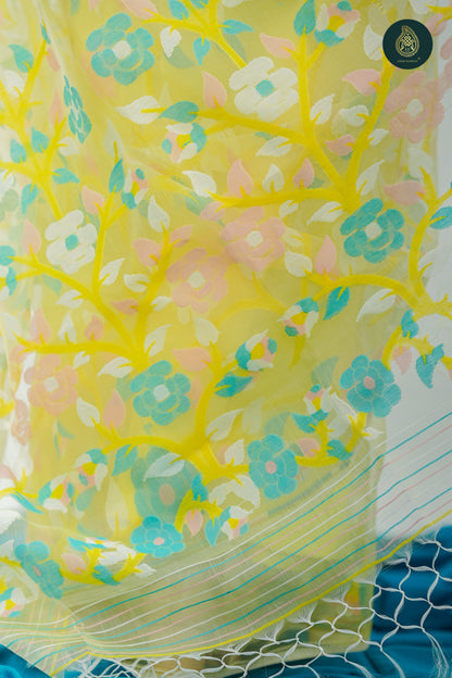 Lemon Muslin Silk Jamdani Saree