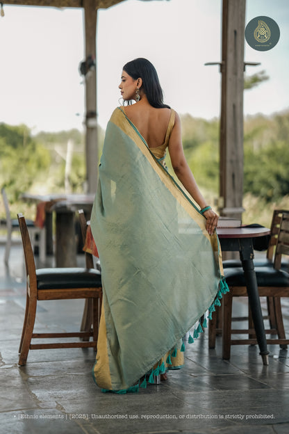 Mul Cotton Zari Jaal Saree Noor Sage