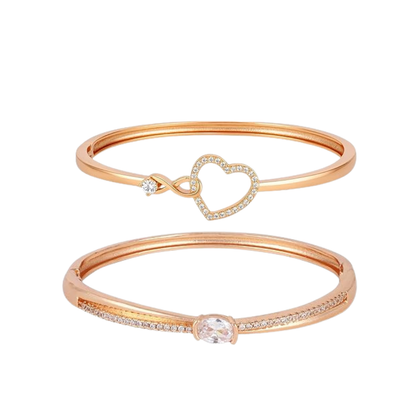 Bracelet Duo |Rose Gold Plated AD Stone Sparkling Kada Bracelet Value Set for Girls