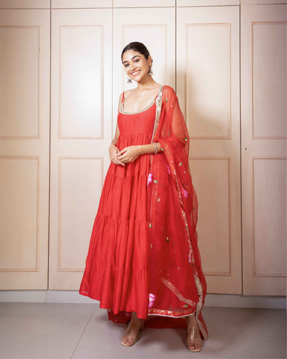 Runali Handpainted Chanderi Suit Set