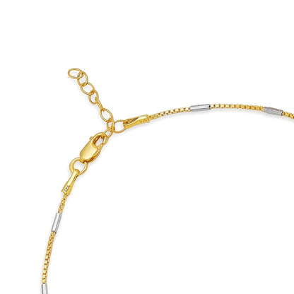 Chic Harmony 925 Sterling Silver Dual Tone Plated Box Chain Anklet