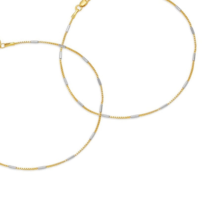Chic Harmony 925 Sterling Silver Dual Tone Plated Box Chain Anklet