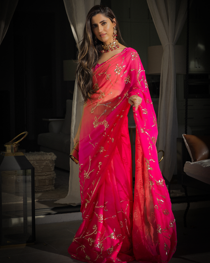 Persian Pink Pure Chiffon Saree