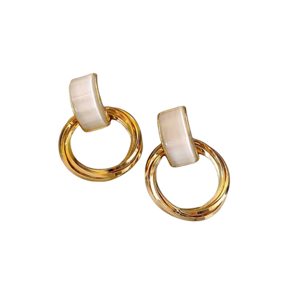 Elegant Gold Circle Earrings with Pearl Accent