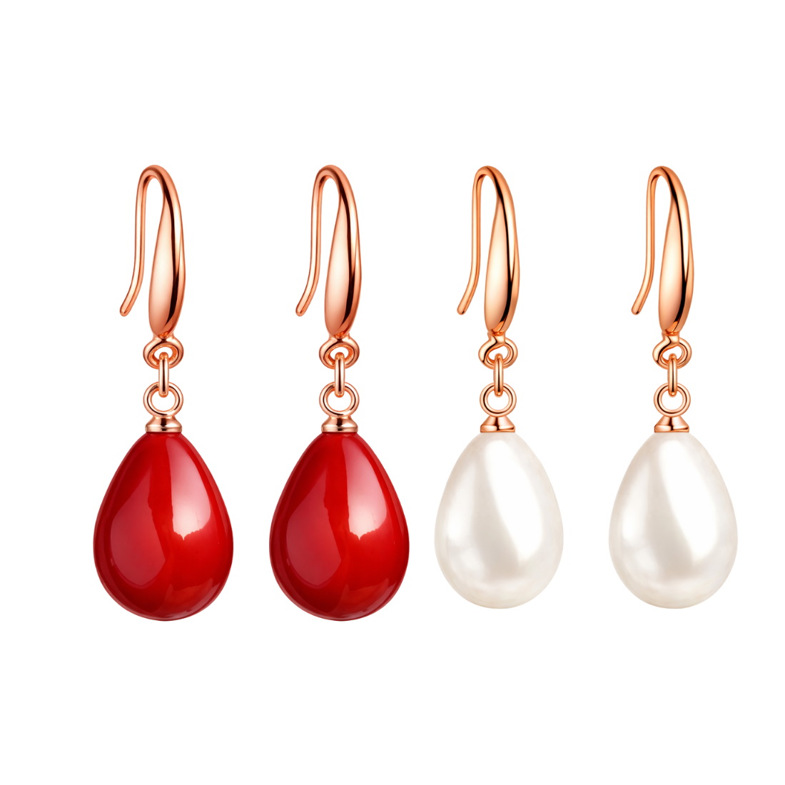 Pearl Pop Rose Gold Plated Drop Earrings For Girls| Value Set Jewellery