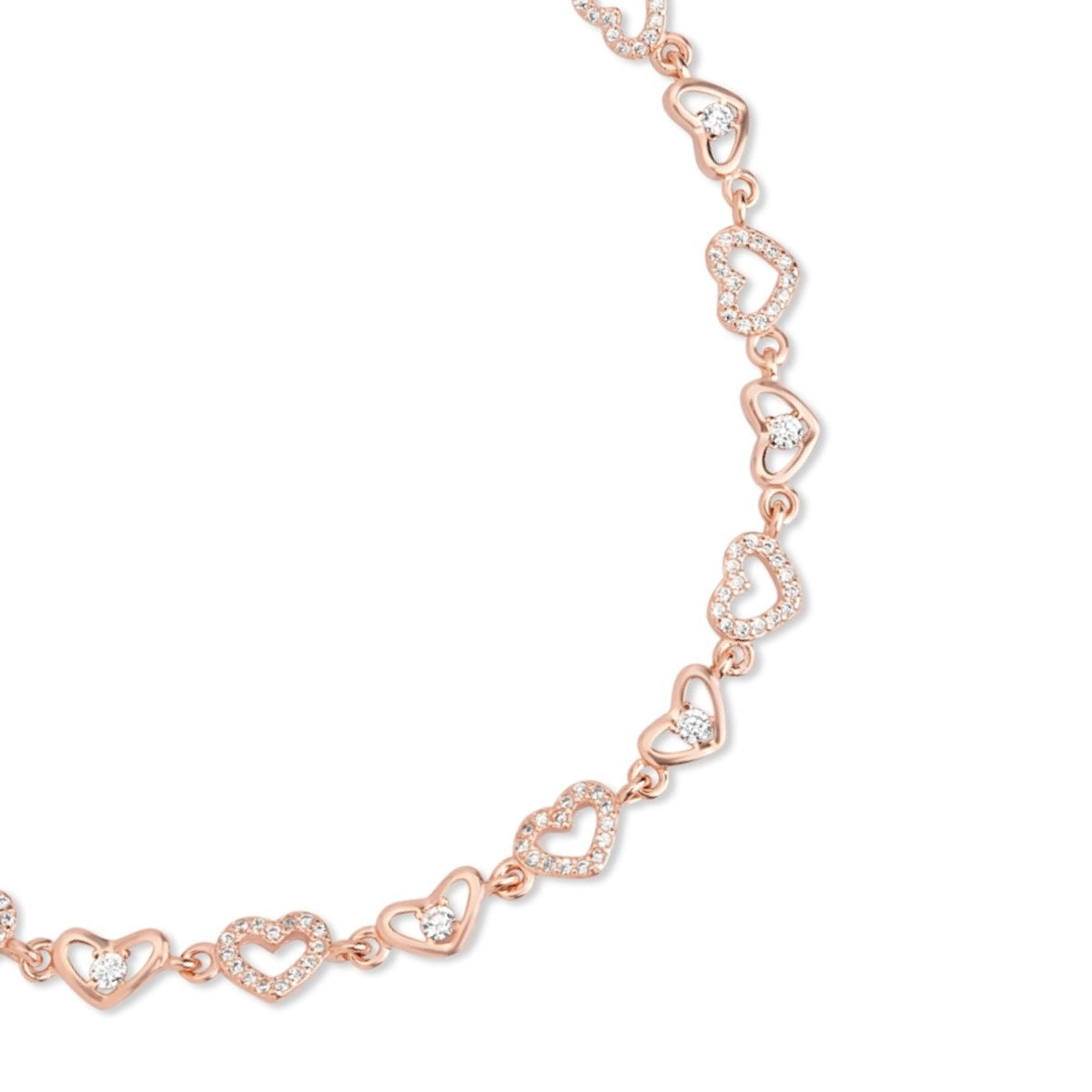 Heartfelt Charm Rose Gold Plated 925 Sterling Silver Anklet