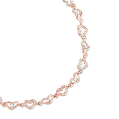 Heartfelt Charm Rose Gold Plated 925 Sterling Silver Anklet