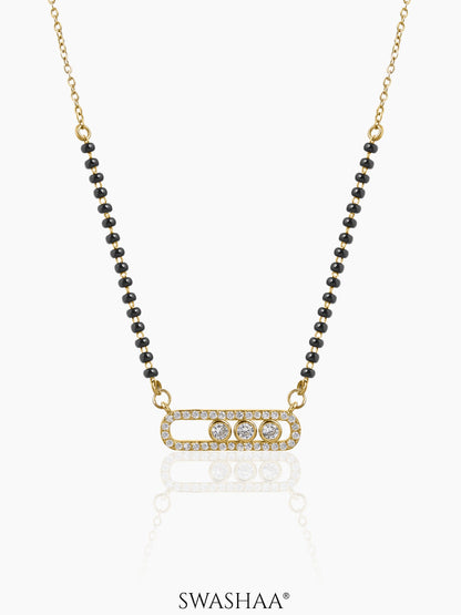 Urmi Diamond Solitaire Bar Frame 18K Gold Plated Mangalsutra