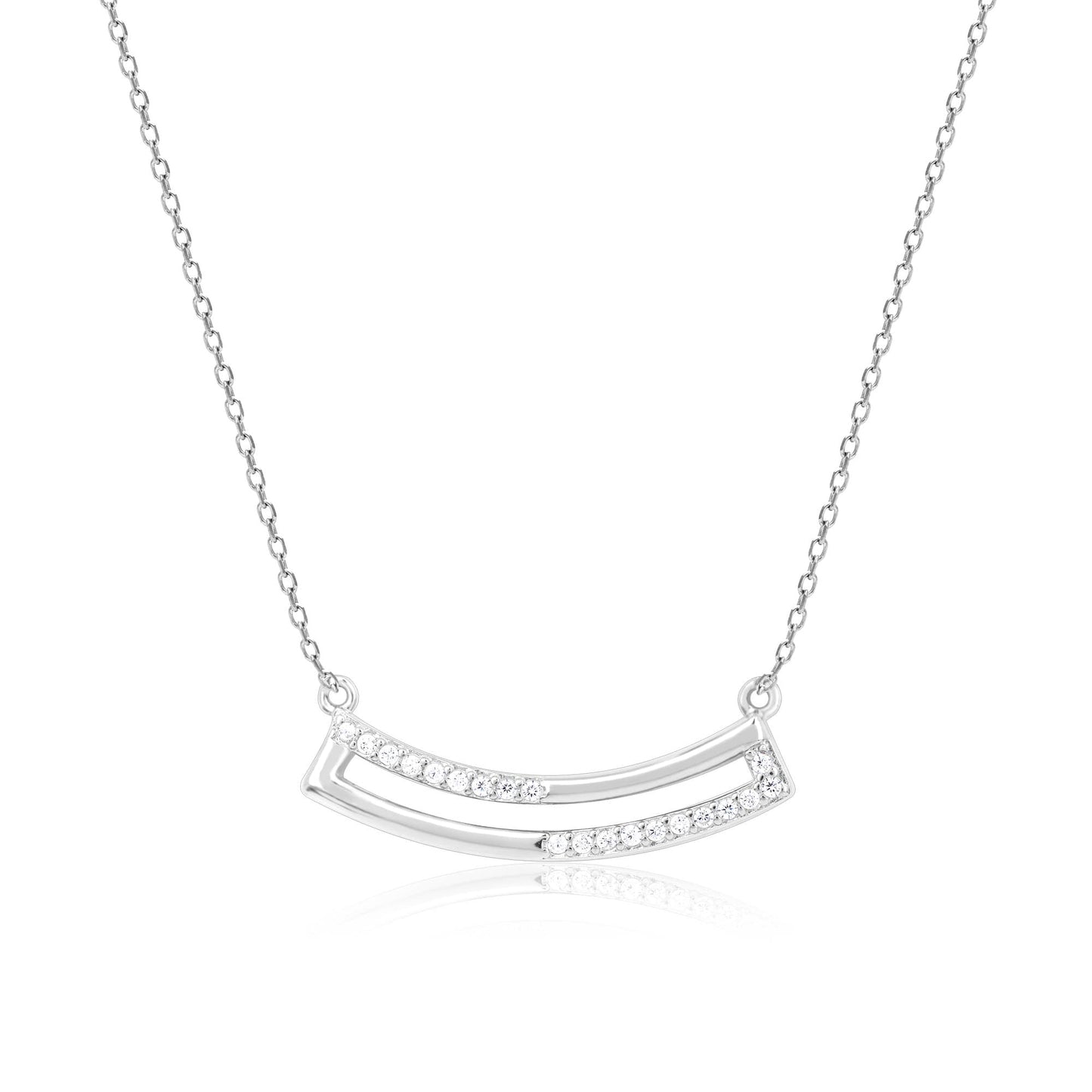 Curve Bar CZ Studded Chain Locket