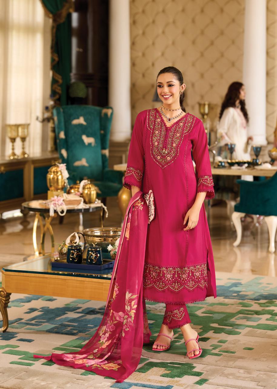 Pink Roman Silk A Line Kurti With Cotton Laning For Women