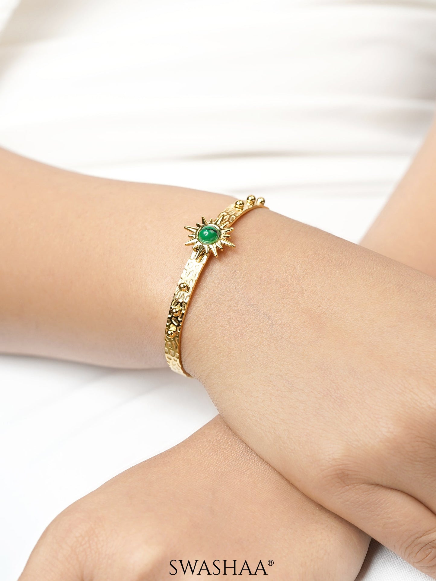 Variana Sunburn Textured 18K Gold Plated Cuff Bracelet