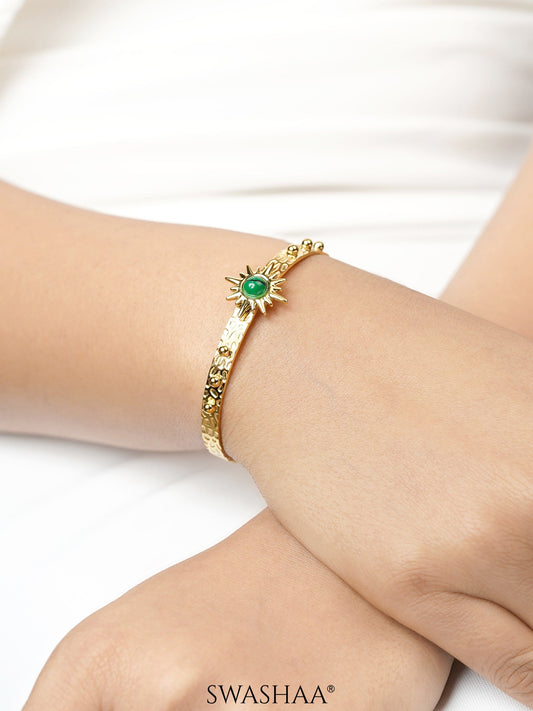 Variana Sunburn Textured 18K Gold Plated Cuff Bracelet