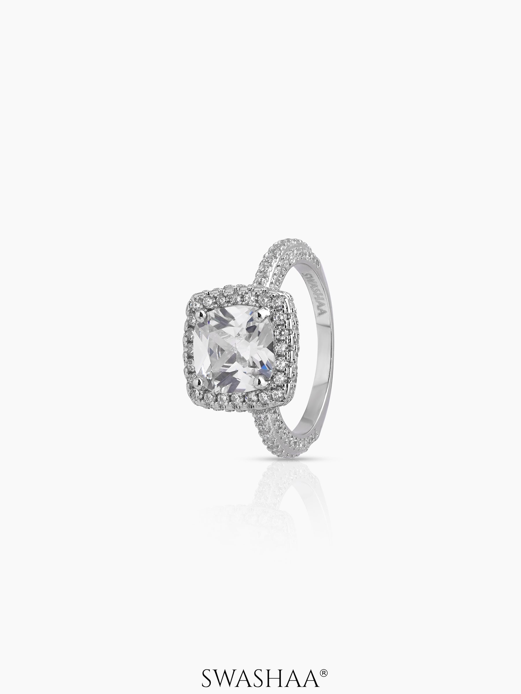 Velora Cushion cut Silver Diamond Solitaire Women's Ring