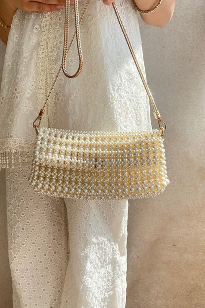 AMYRA - Viola Pearl Purse - Off-white