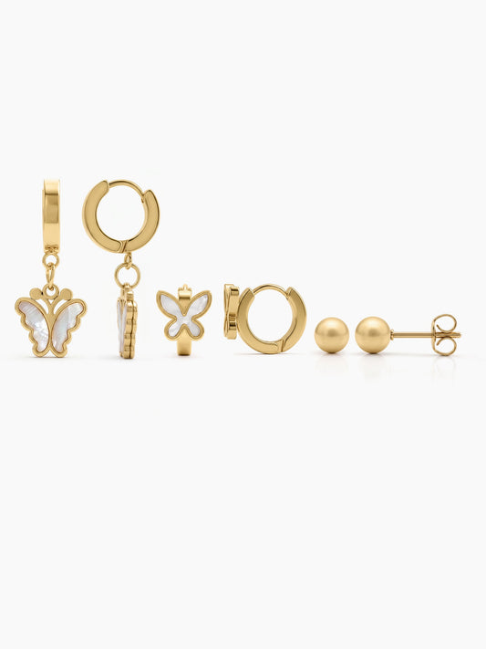 Vionara Butterfly 18K Gold Plated Women's Earrings Set - Swashaa