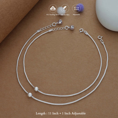 Subtle Charm Silver Women Anklet | 925 Hallmark | Daily Wear