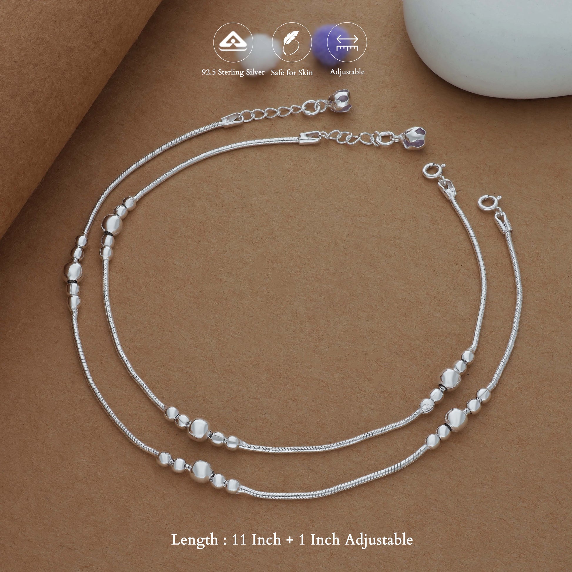 SoftLine Silver Women Anklet | 925 Hallmark | Daily Wear