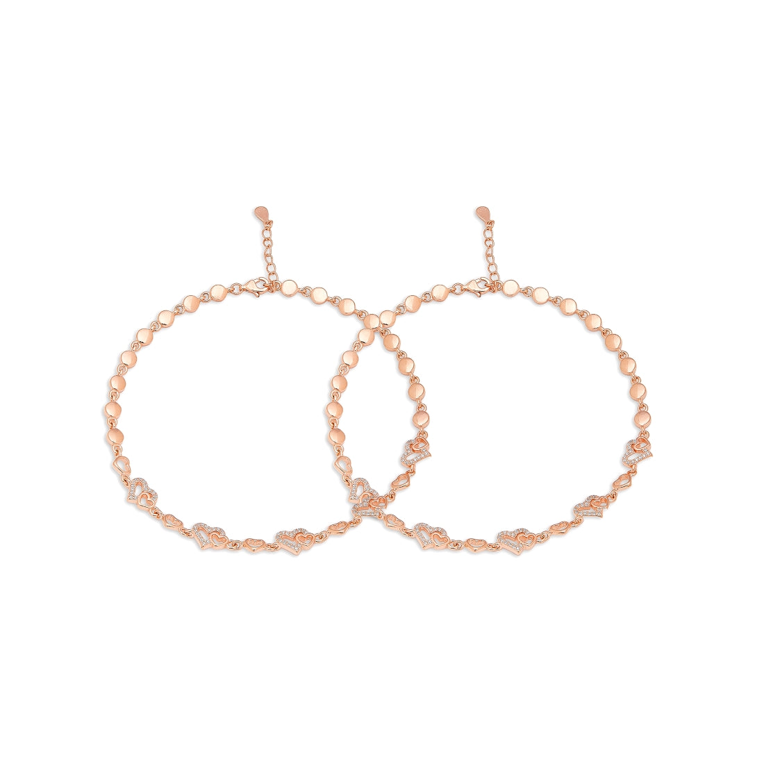 Romantic Heart Rose Gold-Plated 925 Sterling Silver Anklet
