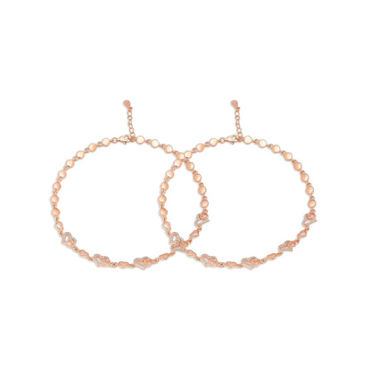 Romantic Heart Rose Gold-Plated 925 Sterling Silver Anklet
