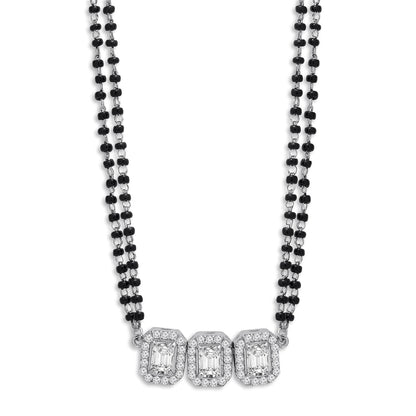 Radiant Rhodium 925 Sterling Silver Triple Rectangle Mangalsutra