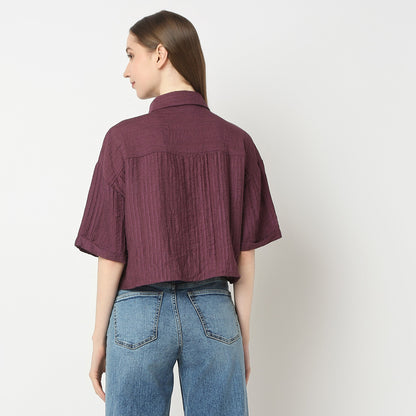 Boxy Fit Short Length Collar Regular Short Shirt