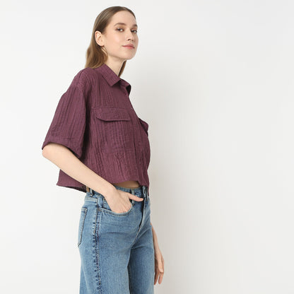 Boxy Fit Short Length Collar Regular Short Shirt