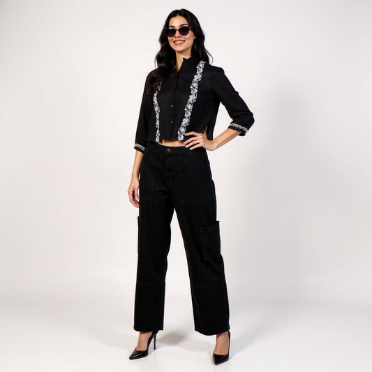 Embroidered Crop Shirt